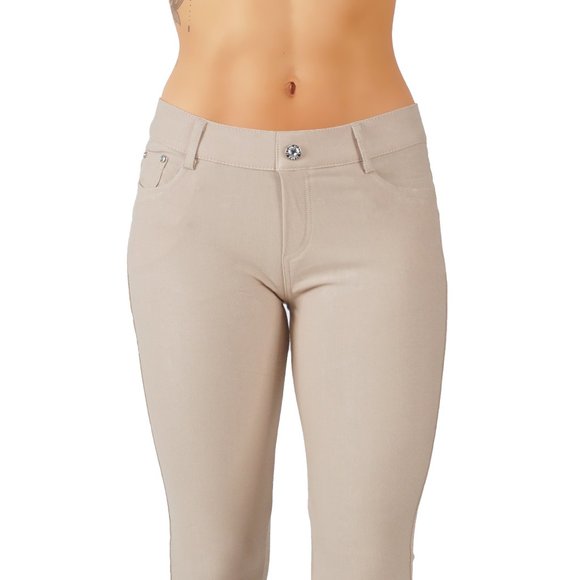 Jean Look Jeggings Slim Fit Pull Up Pants - Picture 2 of 4